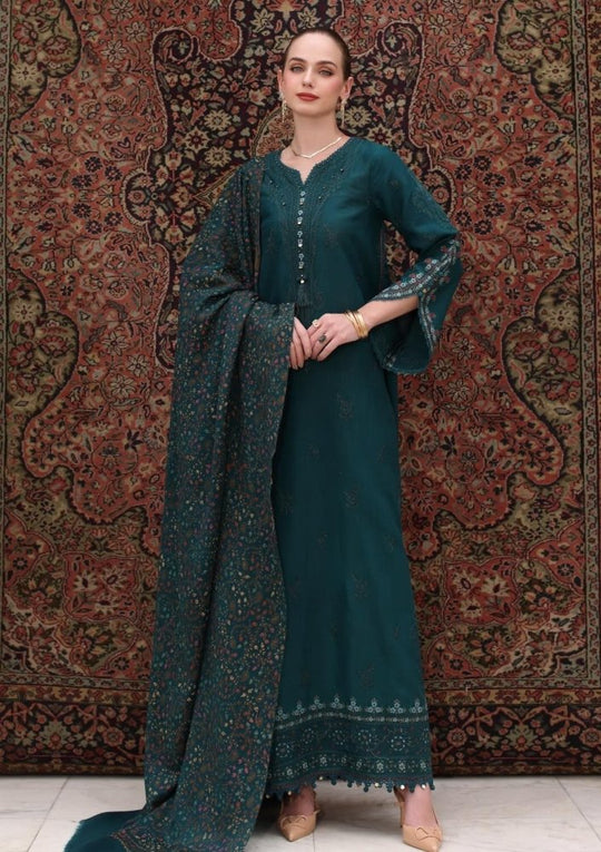 3PC Lawn Embroidered Shirt With Digital Printed Jauqard Dupatta