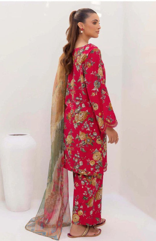 3PC Lawn Printed Shirt With Digital Printed Dupatta