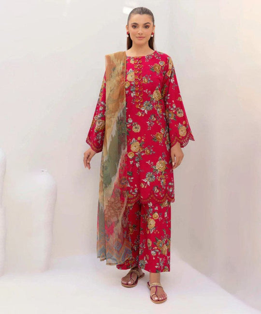 3PC Lawn Printed Shirt With Digital Printed Dupatta
