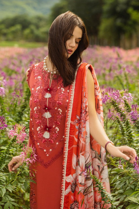 Lawn-3PC Embroidered Shirt with Digital Printed Jacquard Dupatta