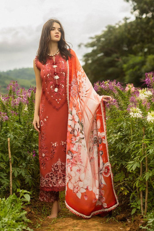Lawn-3PC Embroidered Shirt with Digital Printed Jacquard Dupatta