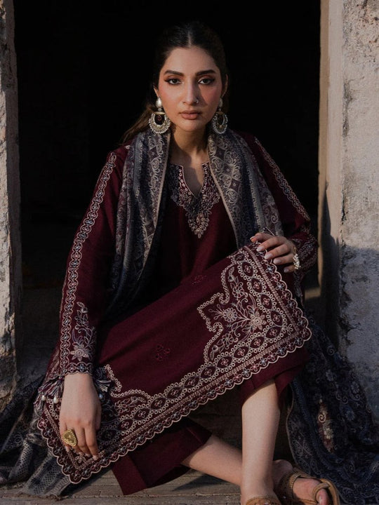 Lawn 3PC Embroidered Shirt with Digital Printed Jacquard Dupatta