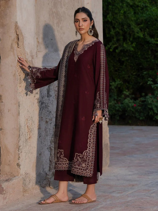 Lawn 3PC Embroidered Shirt with Digital Printed Jacquard Dupatta
