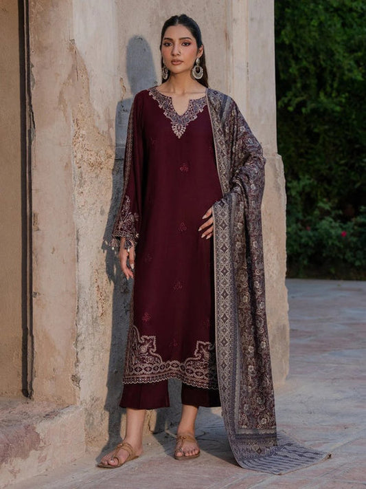 Lawn 3PC Embroidered Shirt with Digital Printed Jacquard Dupatta
