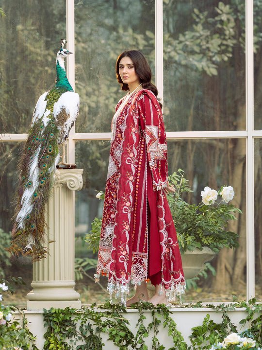 Lawn-3PC Embroidered Shirt With Khadi Net Embroidered Dupatta