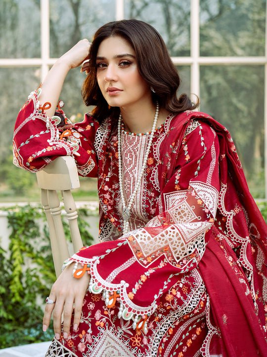 Lawn-3PC Embroidered Shirt With Khadi Net Embroidered Dupatta