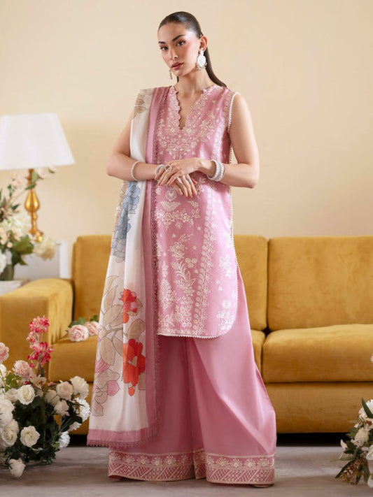 Lawn-3PC Embroidered With Chiffon Digital Printed Dupatta