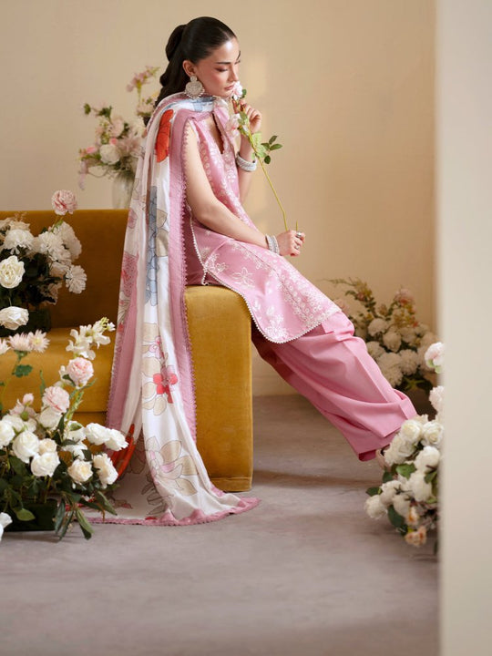 Lawn-3PC Embroidered With Chiffon Digital Printed Dupatta