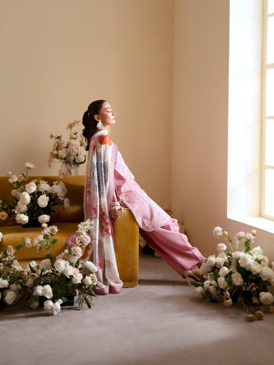 Lawn-3PC Embroidered With Chiffon Digital Printed Dupatta