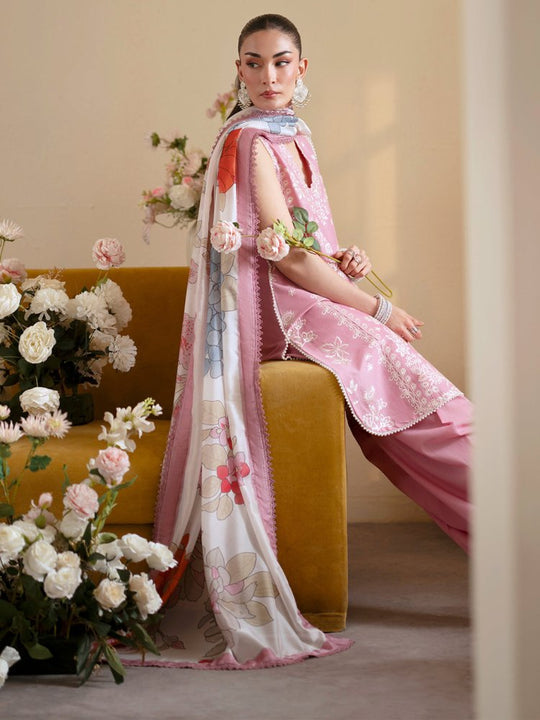 Lawn-3PC Embroidered With Chiffon Digital Printed Dupatta