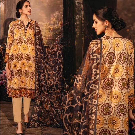 Lawn 3PC Printed With Printed Voile Dupatta